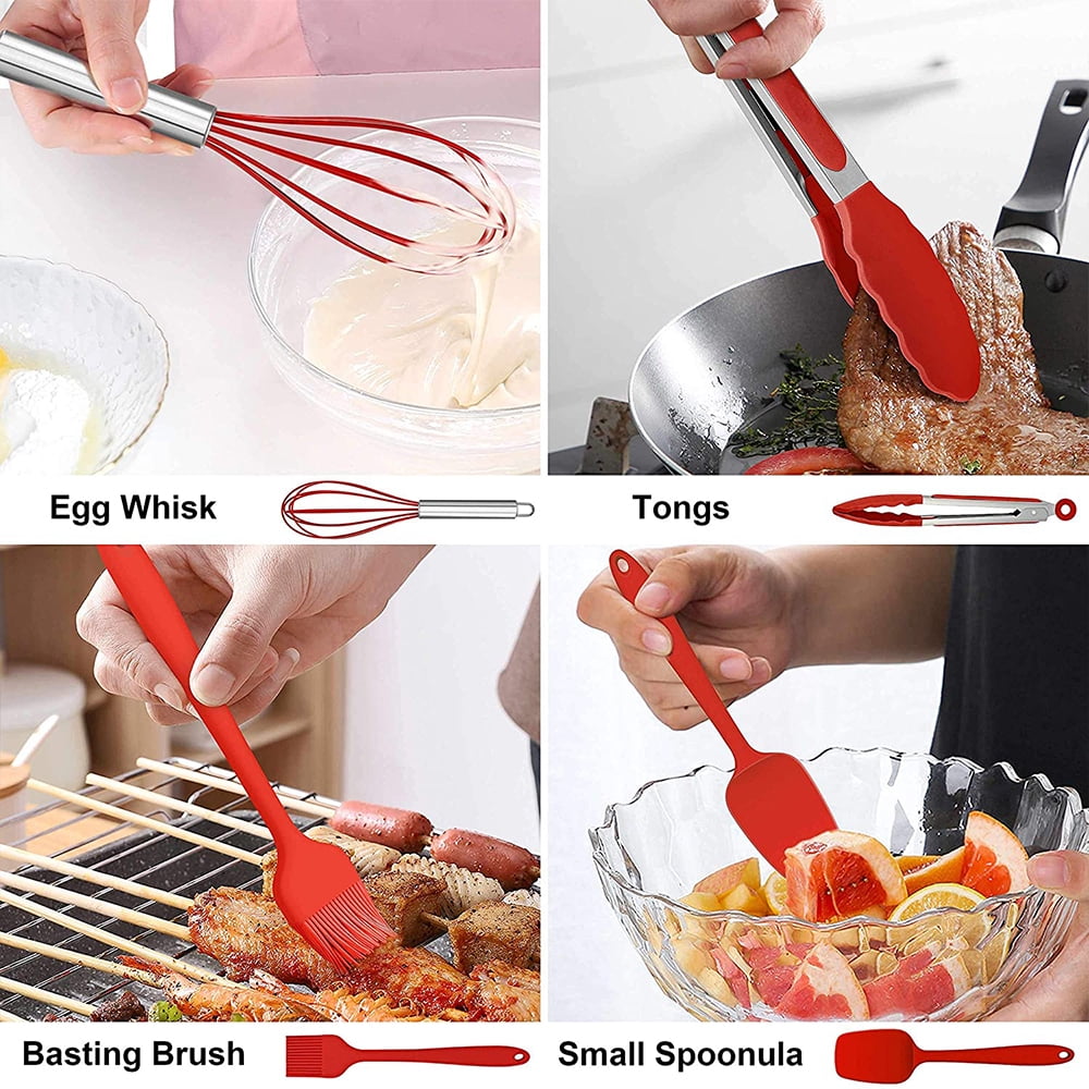 14 Pcs Cooking Utensils Set with Holder, Heat Resistant Silicone Kitchen Cookware Utensils Set, Kitchen Cooking Tools...