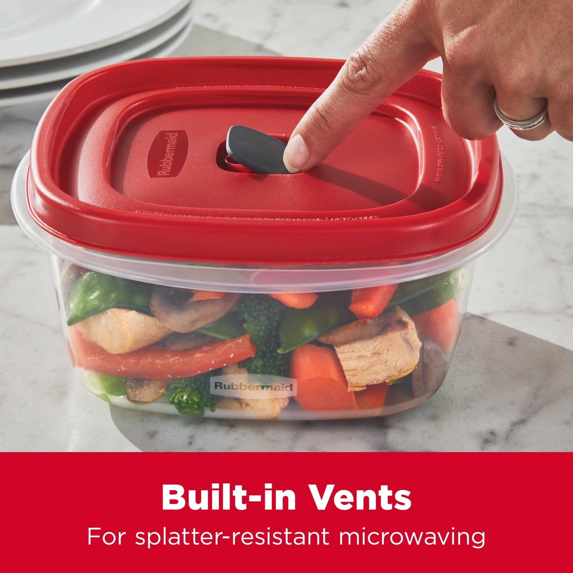 Food Storage Containers with Vented , 26 Piece Set, Red