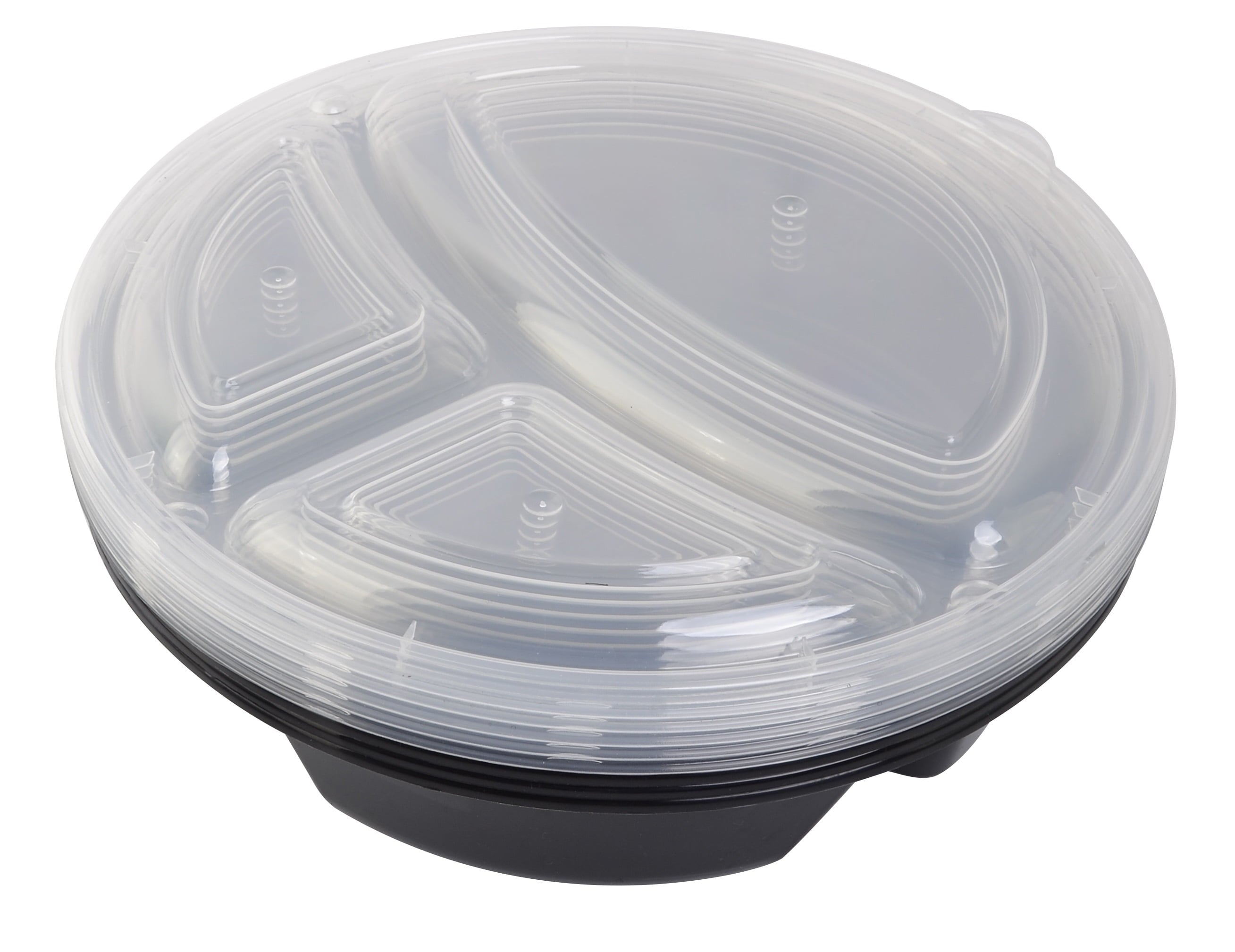 5-Pack Round Meal Prep Containers with 3 Compartments and Lids, 1L, BPA-Free, Microwave & Dishwasher Safe, Made for F...