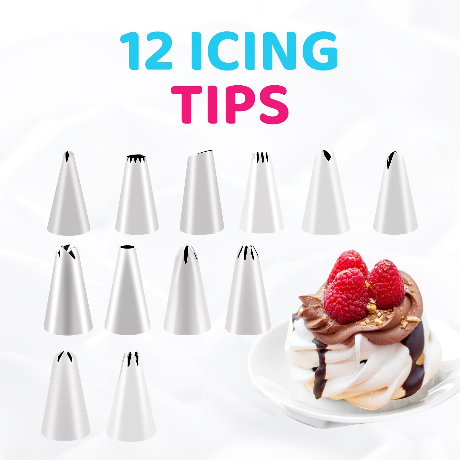 176 Pcs Piping Bags and Tips Set, Disposable Cake Decorating Bags Set with Reusable Tips, Decorating Frosting Bags fo...