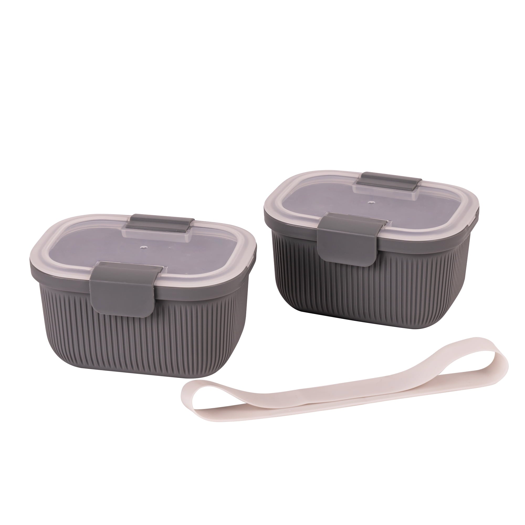 Plastic Food Storage Bento Snack Container, Rectangle, Grey, 19oz Capacity, Made for Portable Food Storage