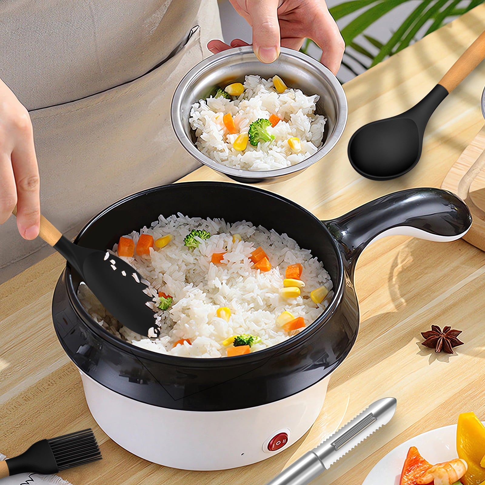 Silicone Cooking Utensils Set - Silicone Kitchen Utensils for Cooking Wooden Handles, 446°F Heat Resistant Kitchen Ut...