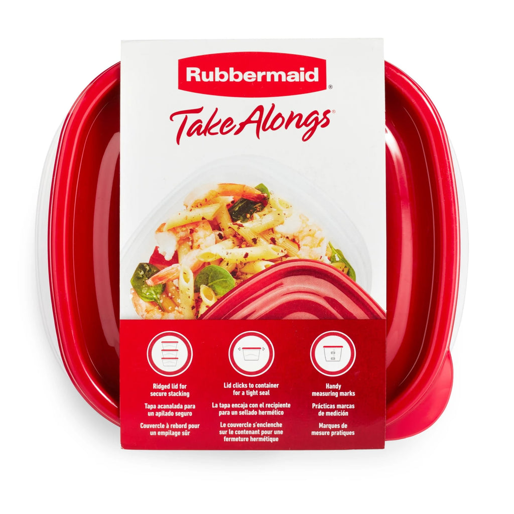 (4 pack) 5.2-Cup Deep Square Food Storage Containers, Ruby Red, 4 pack