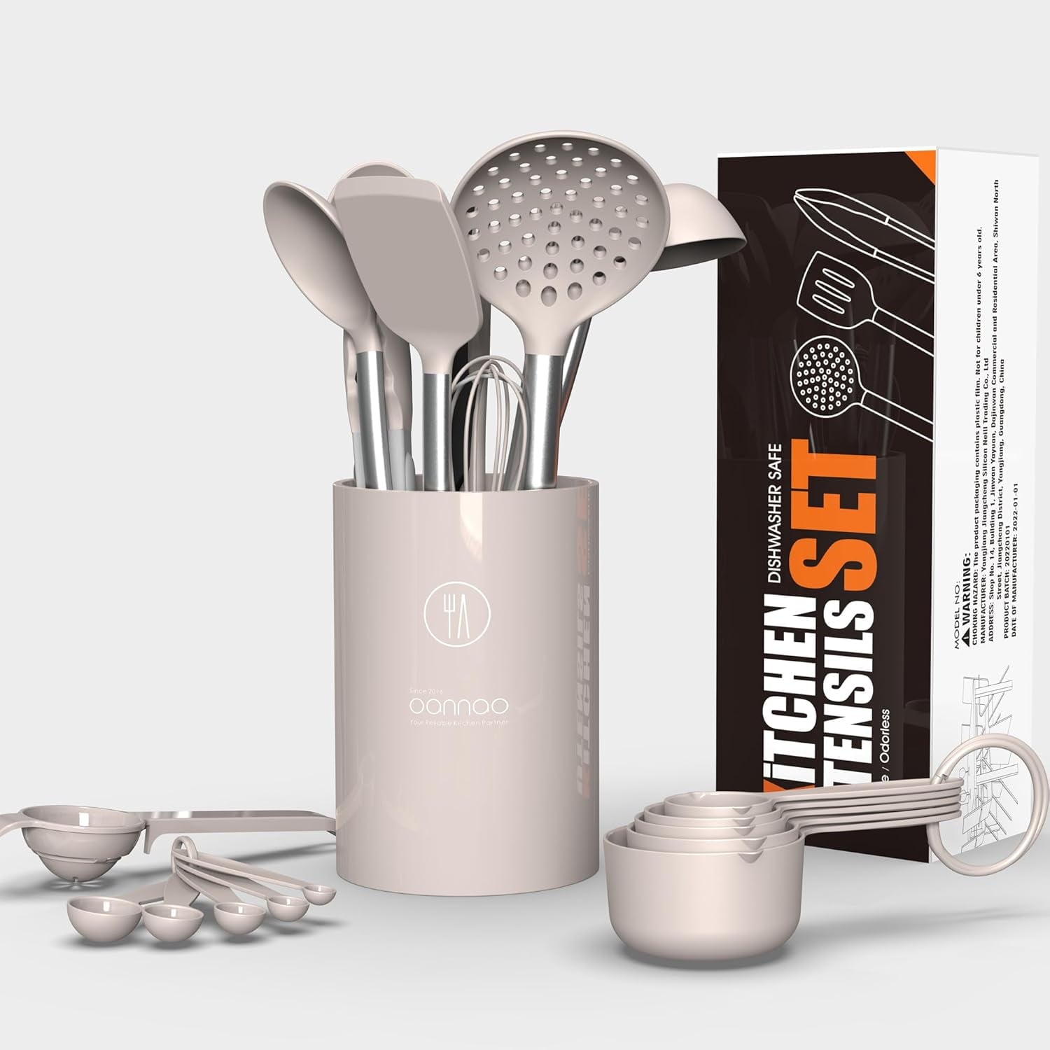 Large Silicone Cooking Utensils Set - Heat Resistant Kitchen Utensils,Turner Tongs,Spatula,Spoon,Brush,Whisk,Stainles...