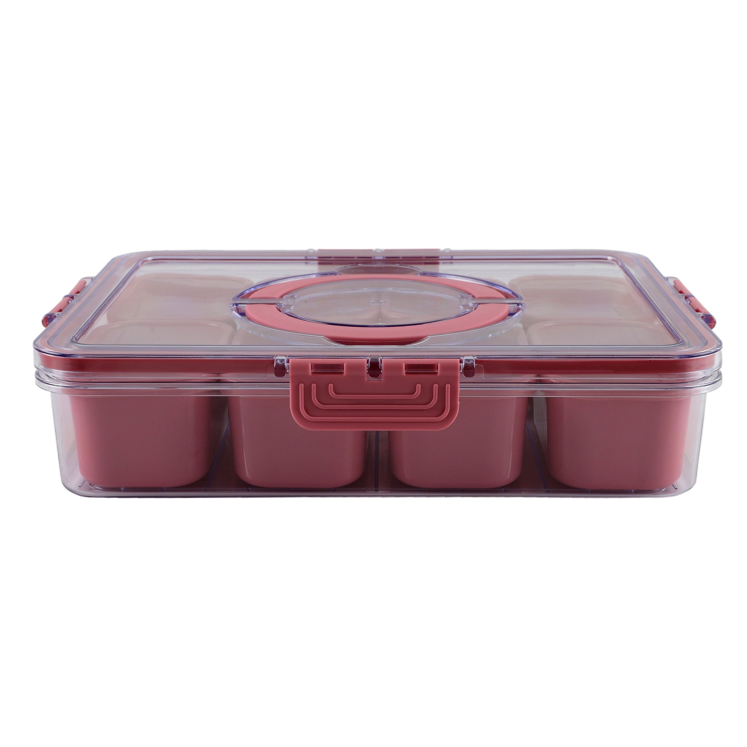 8-Compartment Snackle Box, Charcuterie and Snack Container, Divided Serving Tray with Lids and Handle, Dishwasher Saf...