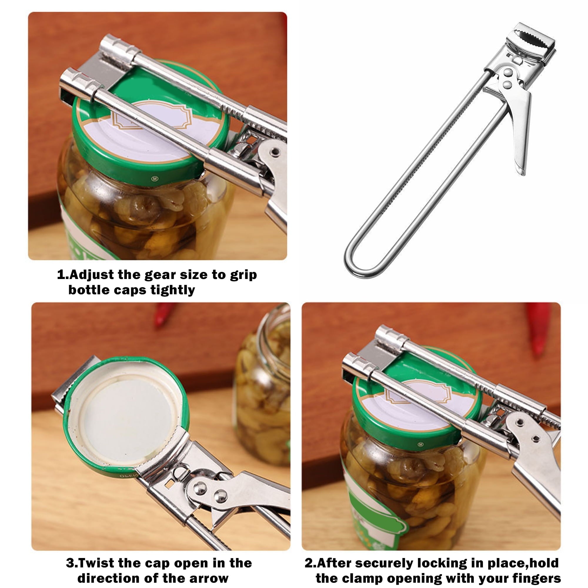 1 Counts Jar Opener for Weak Hands, Multifunctional Adjustable Can Opener, Stainless Steel Jar Lid Opener Bottle Open...