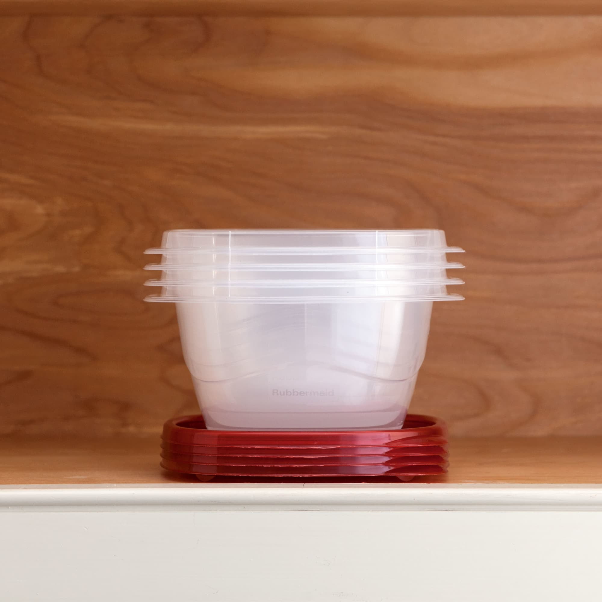 (4 pack) 5.2-Cup Deep Square Food Storage Containers, Ruby Red, 4 pack