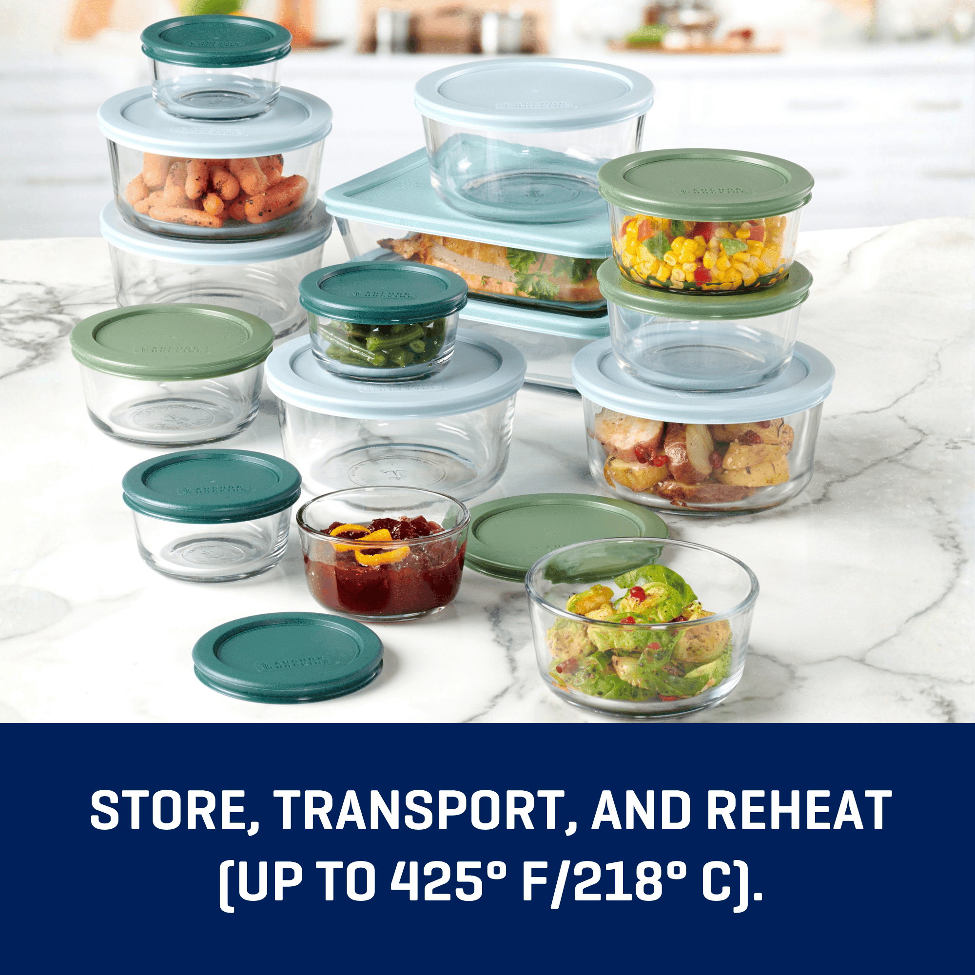 32-Piece Glass Food Storage Containers with Colorful BPA-Free Lids