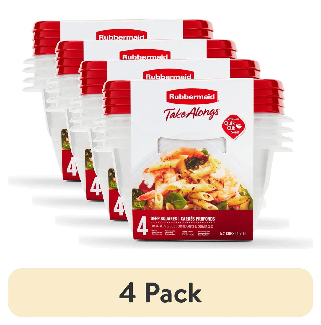 (4 pack) 5.2-Cup Deep Square Food Storage Containers, Ruby Red, 4 pack
