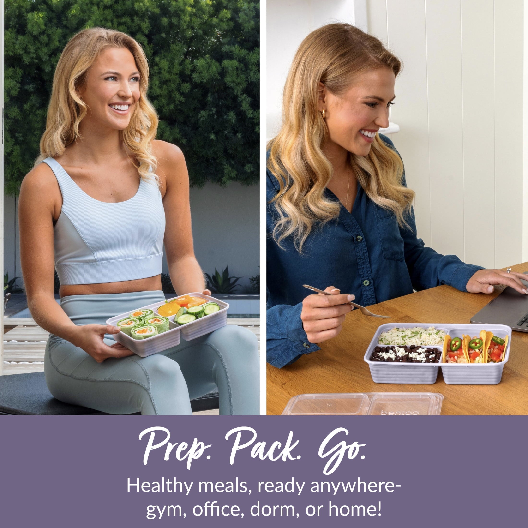 3-Compartment Meal Containers with Lids, PFAS & BPA Free Materials, Durable, Microwave, Freezer, & D...