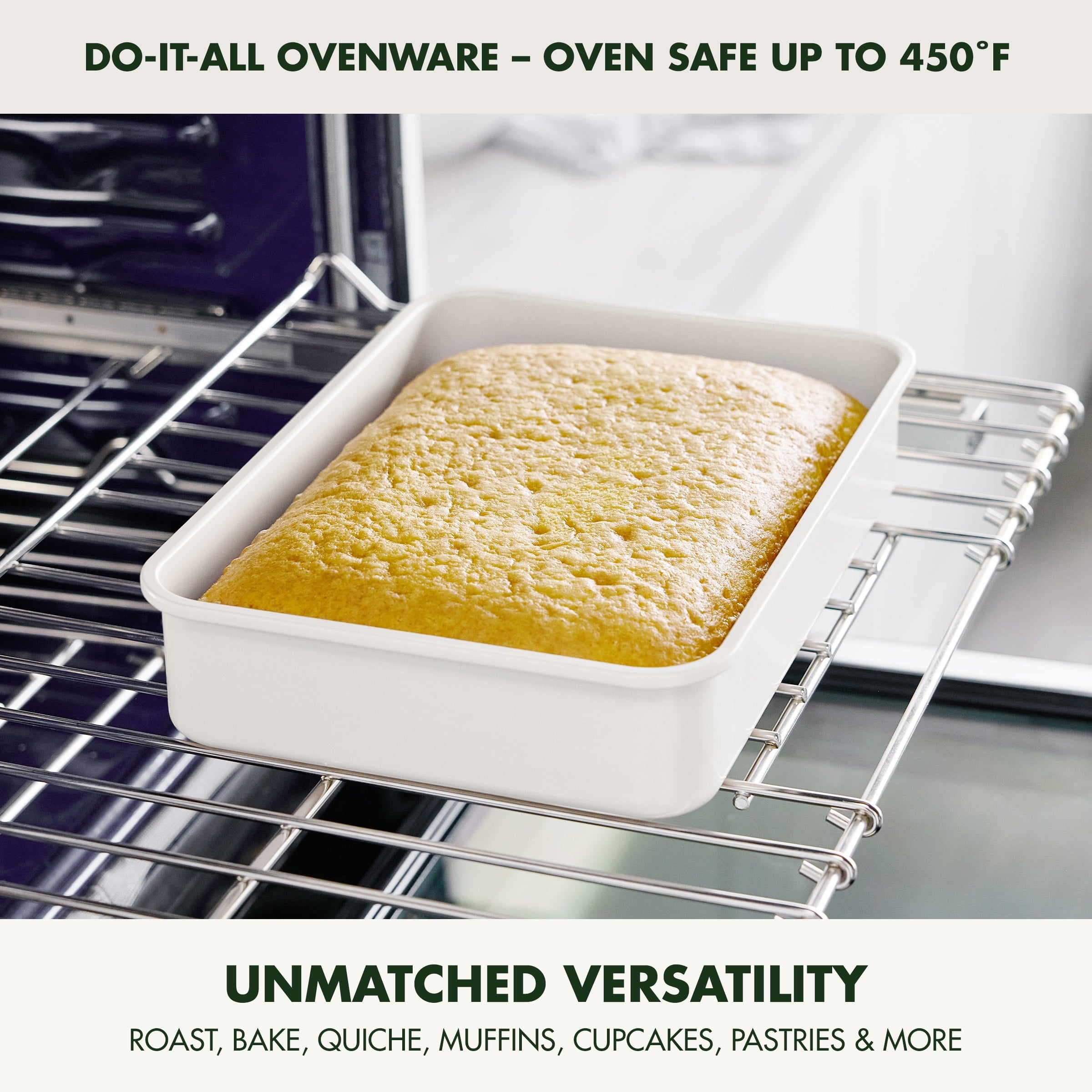 13" x 9" Nonstick Straight Side Cake Pan Healthy Coating, Oven Safe, Durable Bakeware