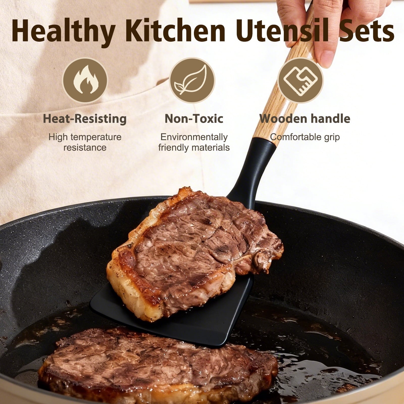 Silicone Cooking Utensils Set, Heat Resistant Kitchen Cooking Utensils Set, 12 PCS Handle Silicone Kitchen Gadgets Ut...