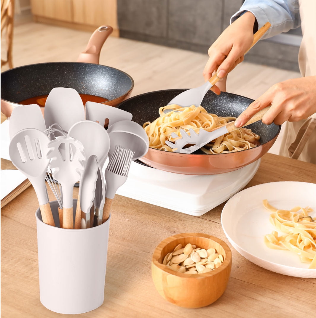 Silicone & Bamboo Cooking Utensil Set, 14 Pieces