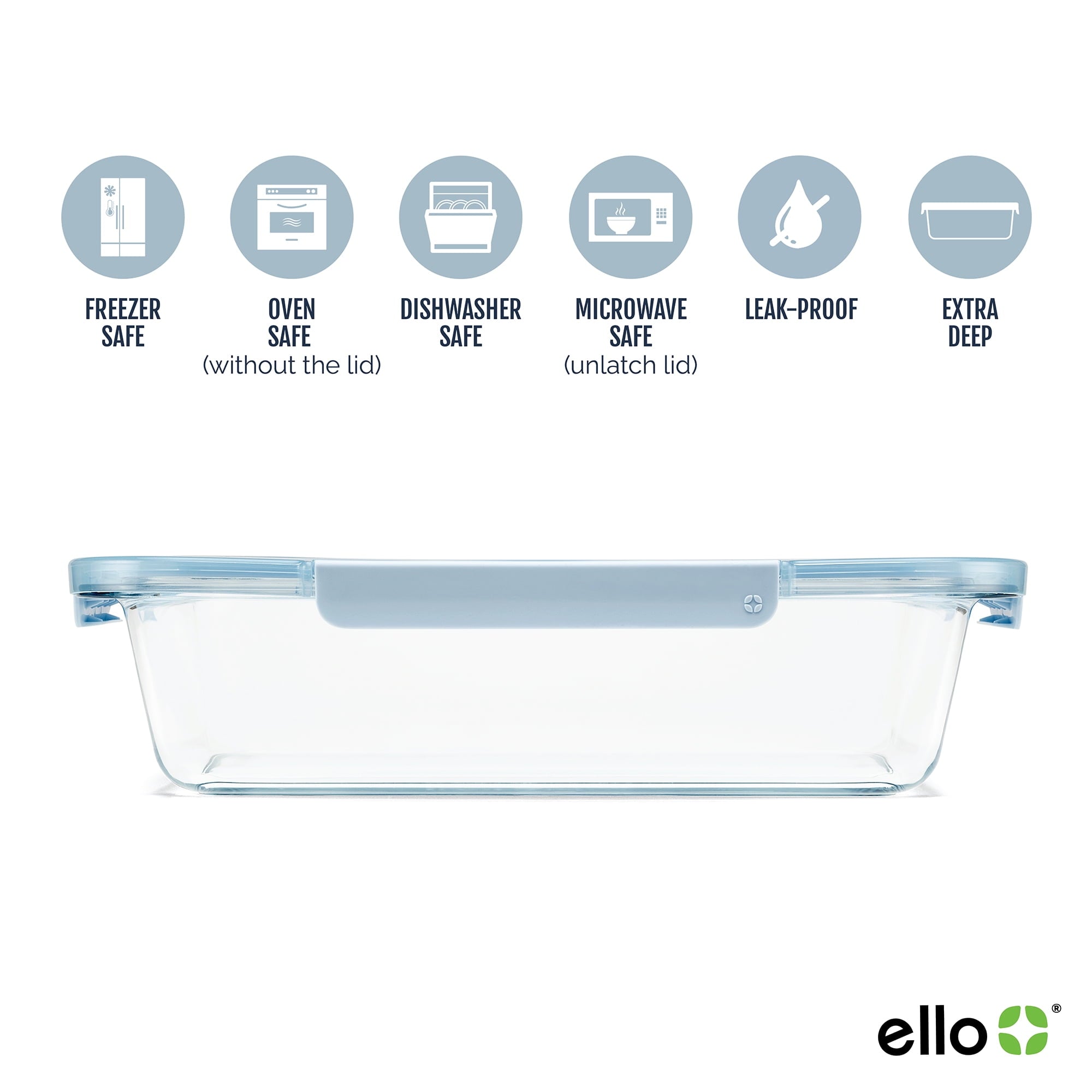 Glass 9x13 Deep Bakeware Dish, Windy Blue