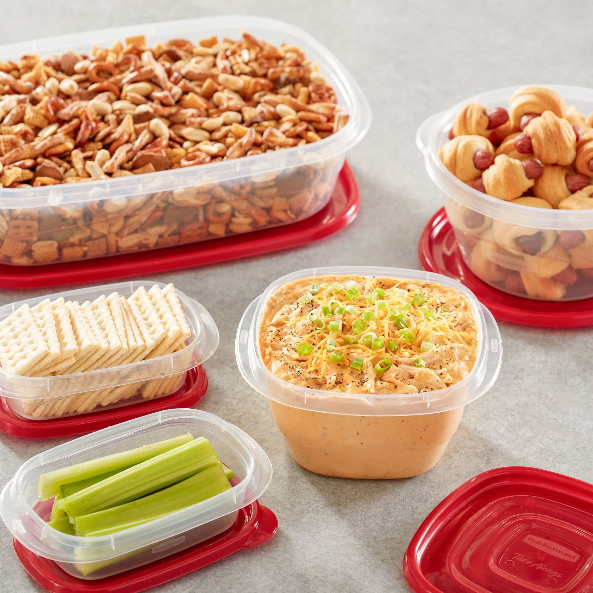 5.0-Cup Round Food Storage Containers, Ruby Red, 3 pack