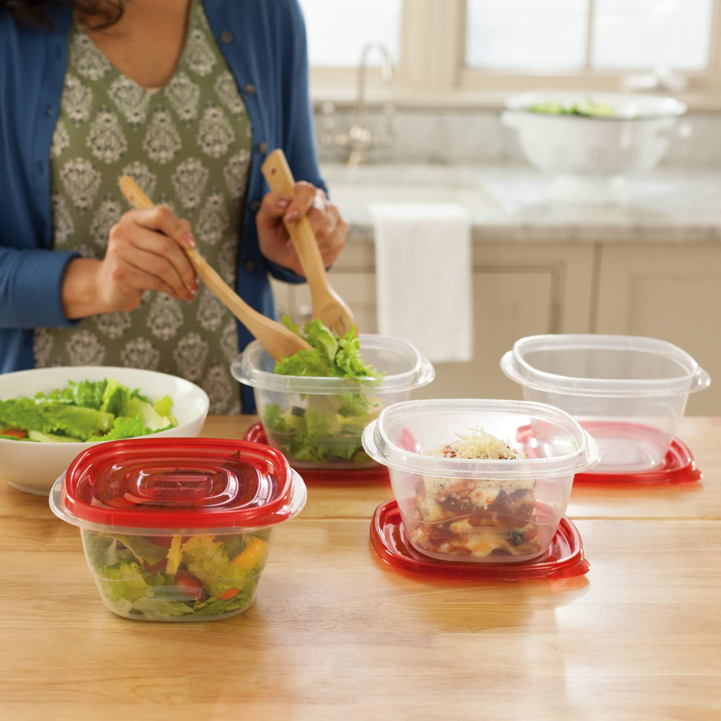 (4 pack) 5.2-Cup Deep Square Food Storage Containers, Ruby Red, 4 pack