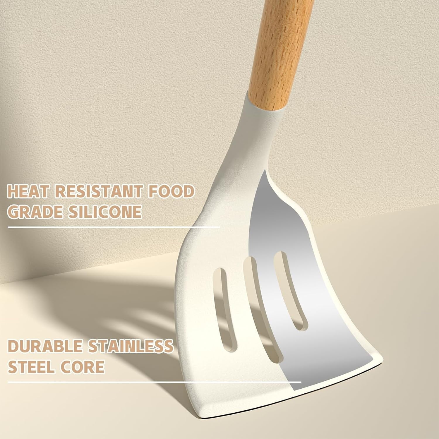 Kitchen Cooking Utensils Set, 33 pcs Non-stick Silicone Cooking Kitchen Utensils Spatula Set with Holder, Wooden Hand...