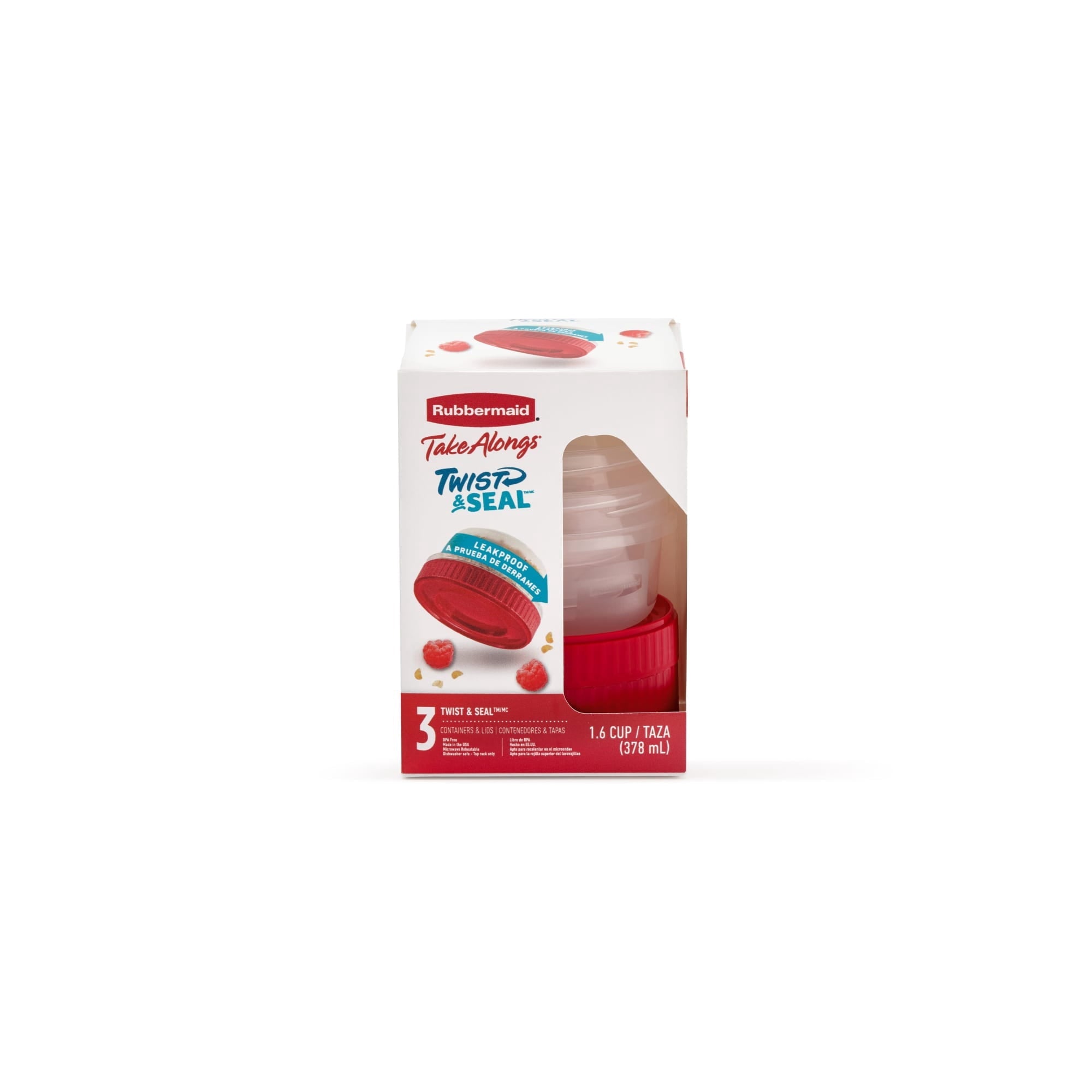 (3 pack) & Seal 1.6-Cup Food Storage Containers, Ruby Red, 3 pack