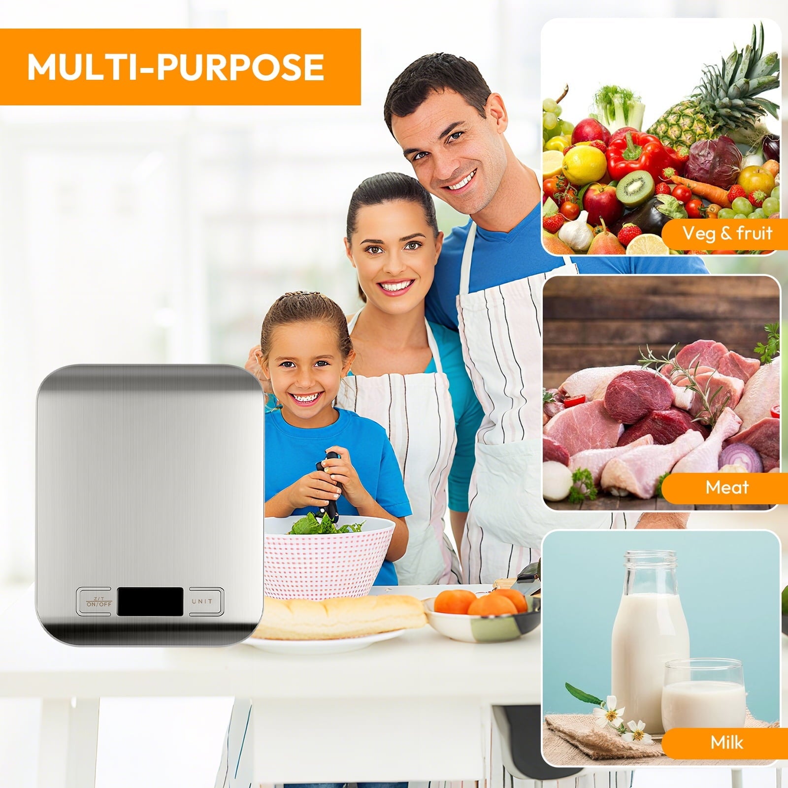 22lb/10kg Food Scale with 4 Units LCD Display, 0.05oz/1g Digital Kitchen Scale, for Baking, Cooking, Dietin...
