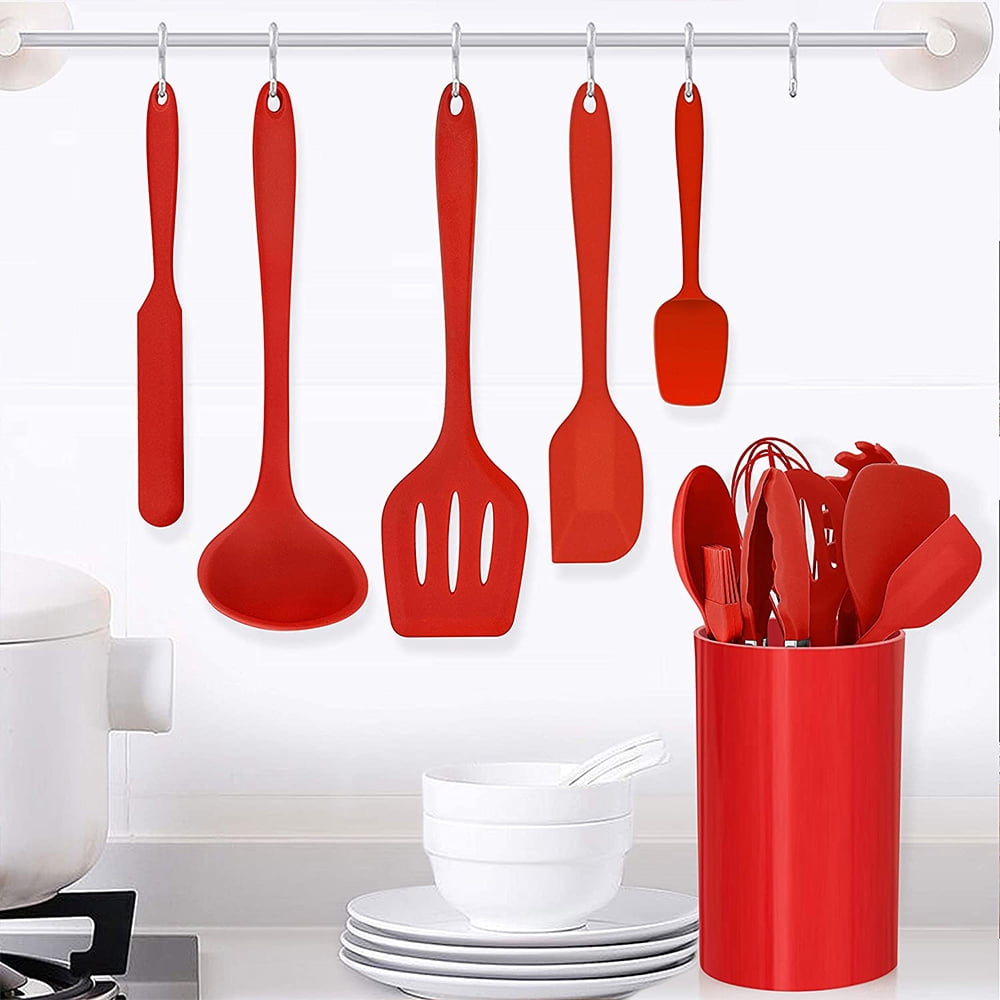 14 Pcs Cooking Utensils Set with Holder, Heat Resistant Silicone Kitchen Cookware Utensils Set, Kitchen Cooking Tools...