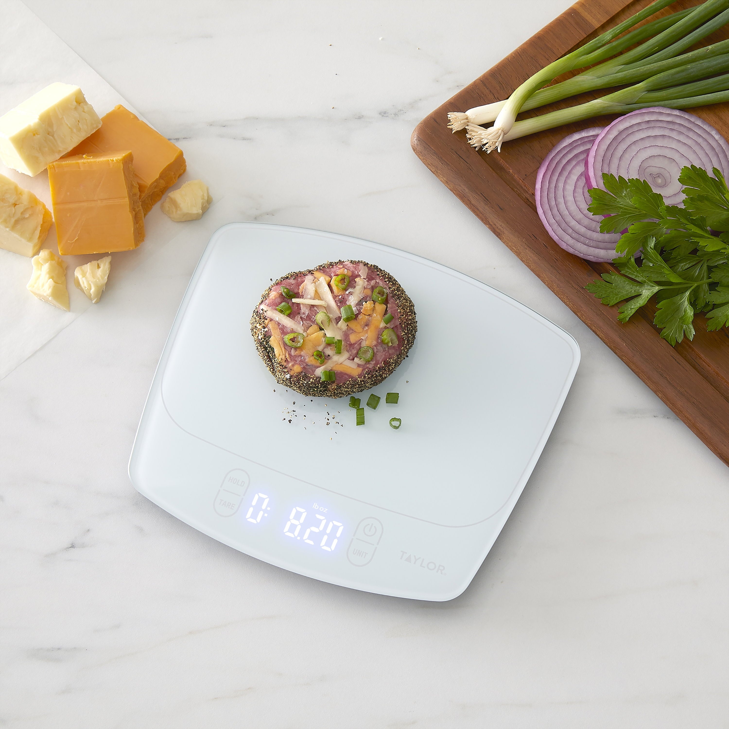 11lb Waterproof Digital Kitchen Scale and Food Scale for Baking, Cooking, Meal Prep and Portion Sizing White