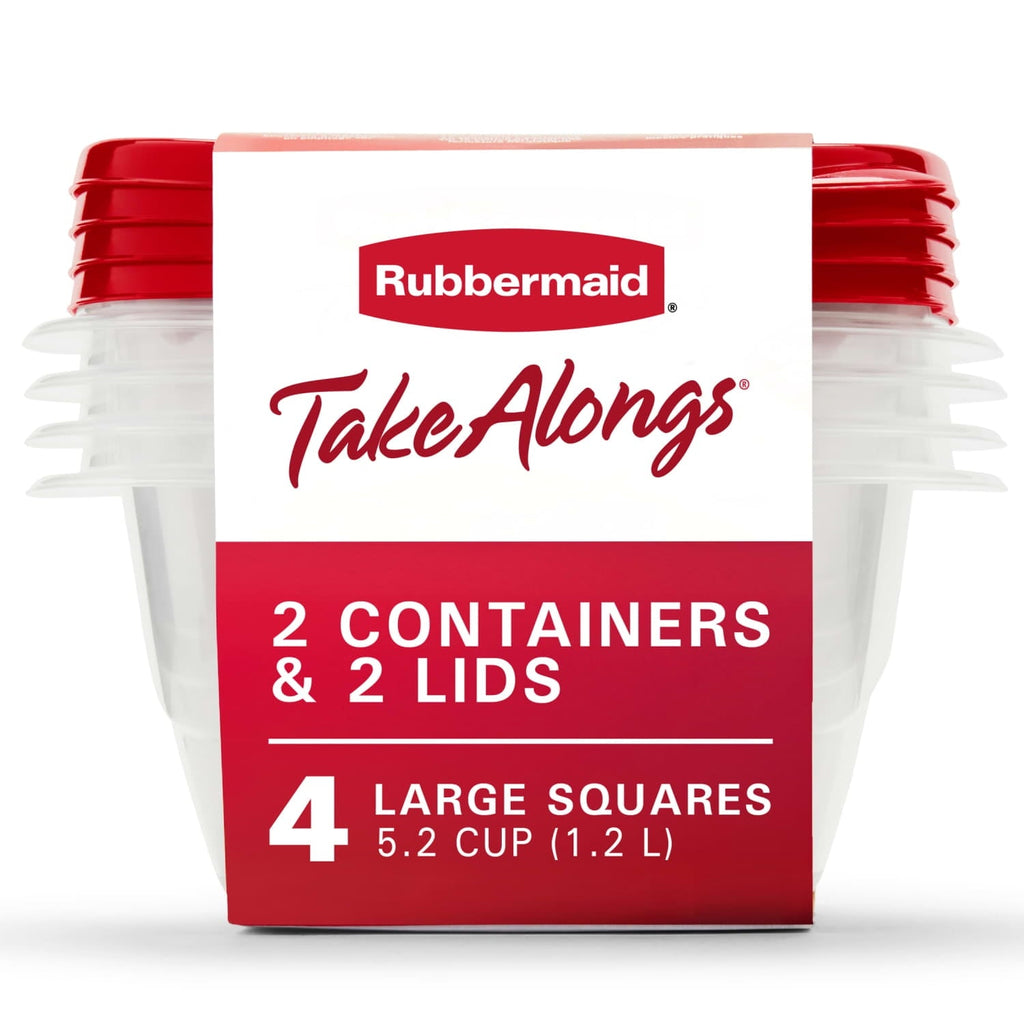 (4 pack) 5.2-Cup Deep Square Food Storage Containers, Ruby Red, 4 pack