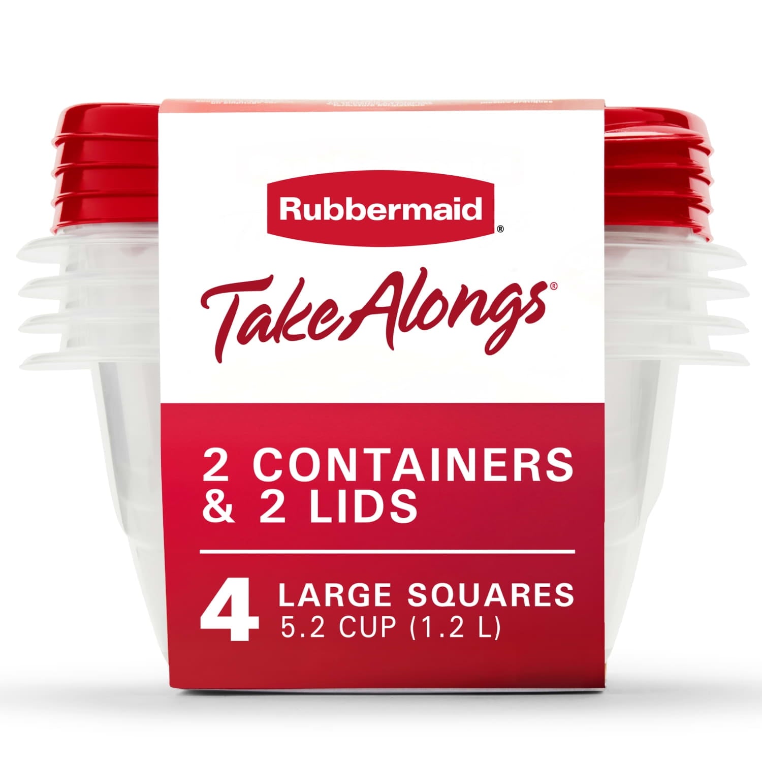 (4 pack) 5.2-Cup Deep Square Food Storage Containers, Ruby Red, 4 pack