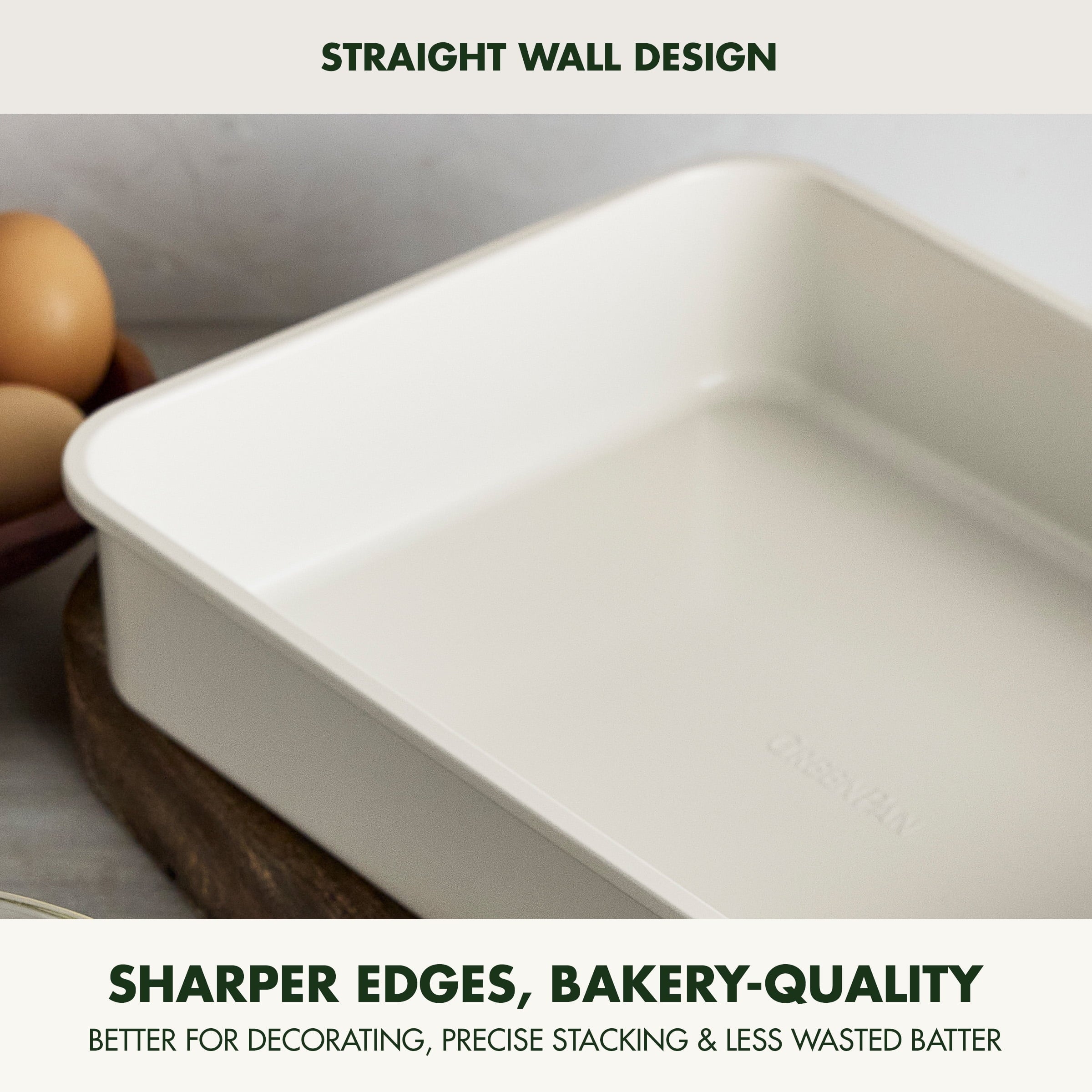 13" x 9" Nonstick Straight Side Cake Pan Healthy Coating, Oven Safe, Durable Bakeware