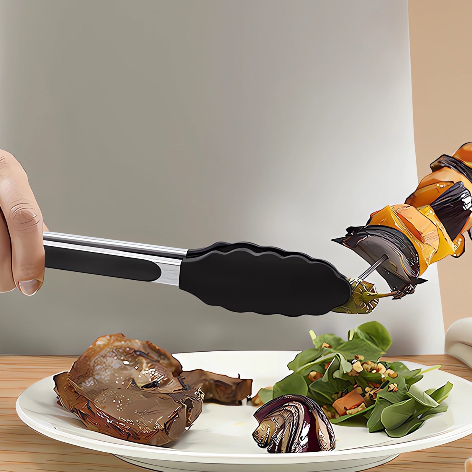 Silicone Cooking Utensils Set - 446°F Heat Resistant Kitchen Utensils,Turner Tongs,Spatula,Spoon,Brush,Whisk,Ki...