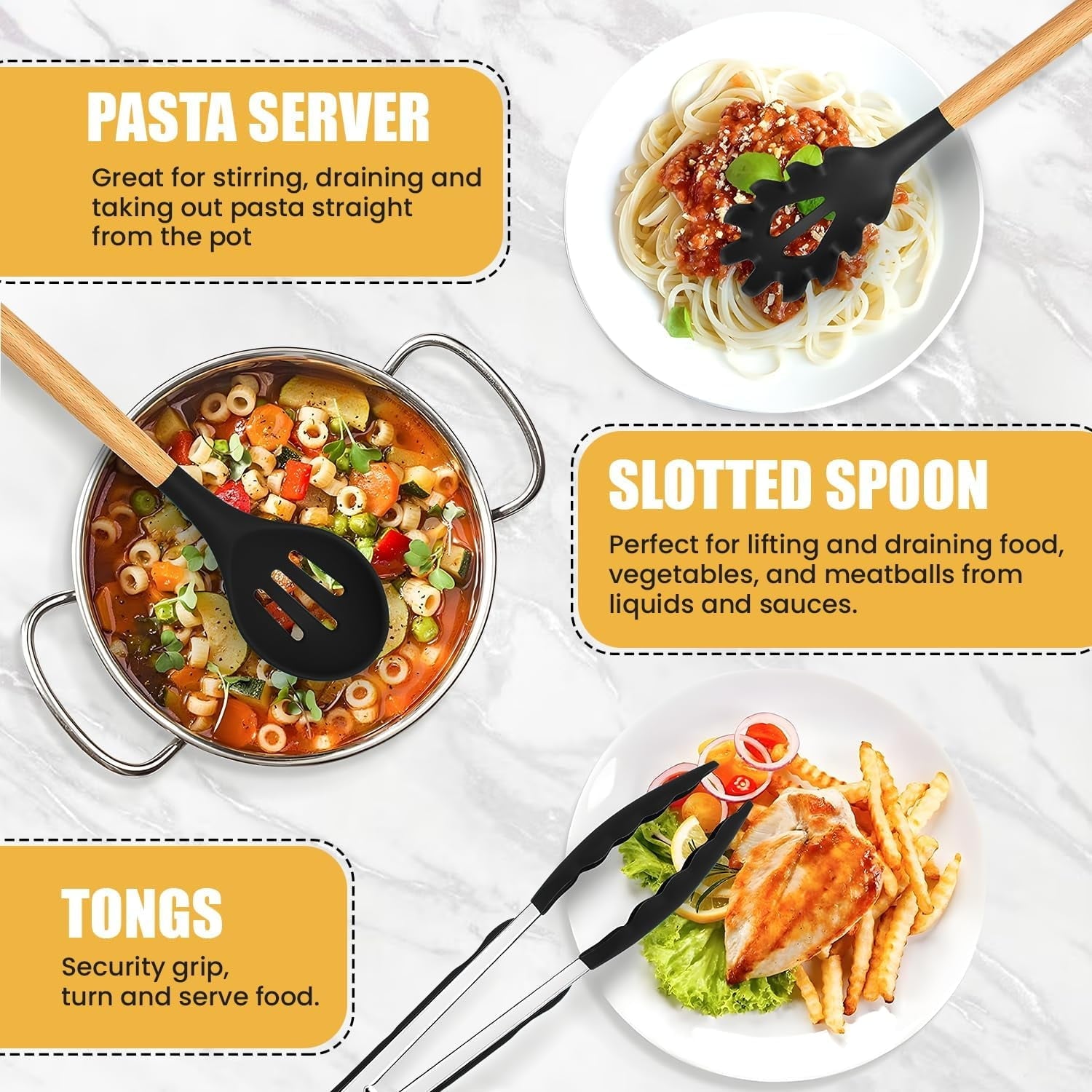 Kitchen Utensils Set- 19 Pcs Silicone Cooking Utensils Set for Nonstick Cookware-Silicone Spatulas Set, Kitchen Gadge...