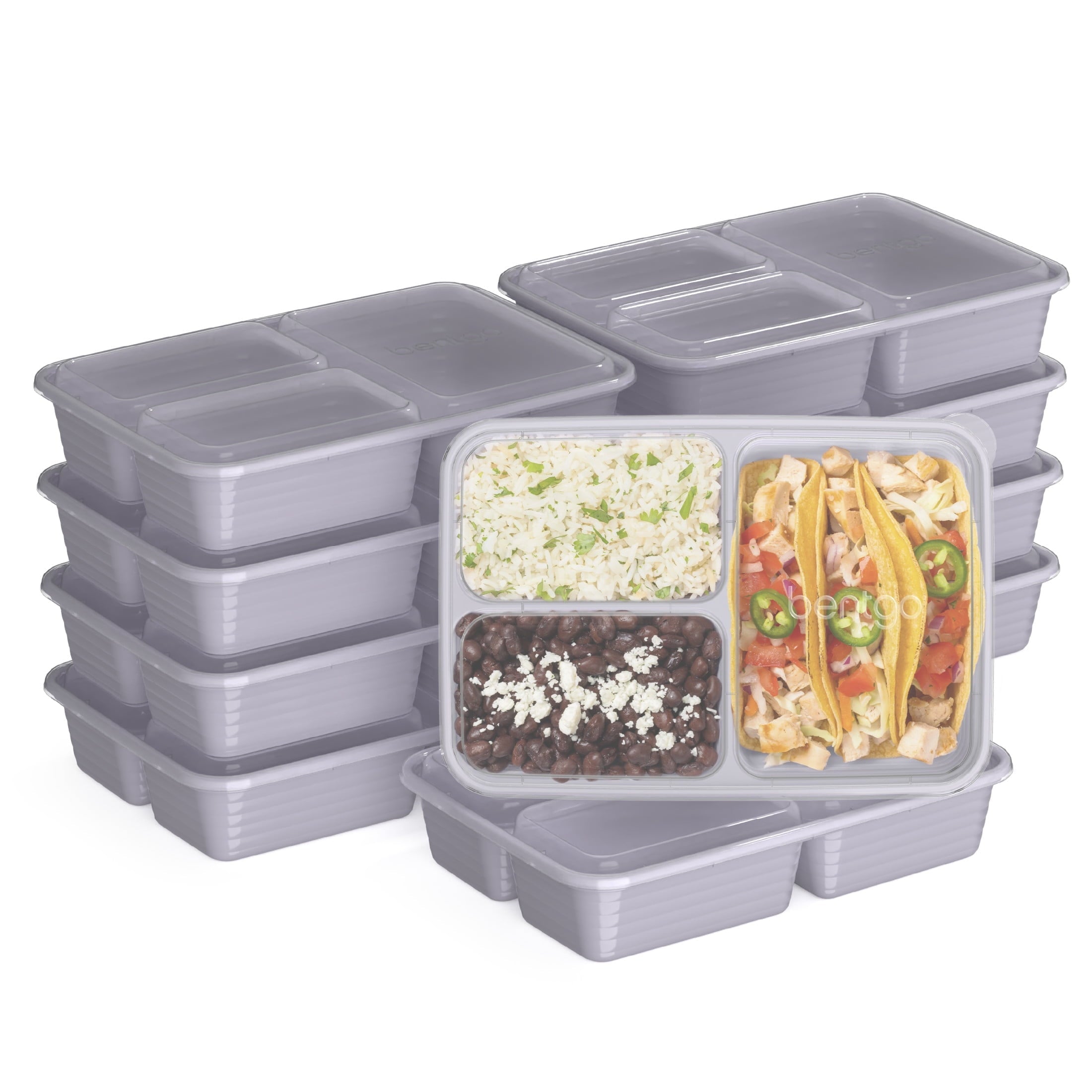 3-Compartment Meal Containers with Lids, PFAS & BPA Free Materials, Durable, Microwave, Freezer, & D...