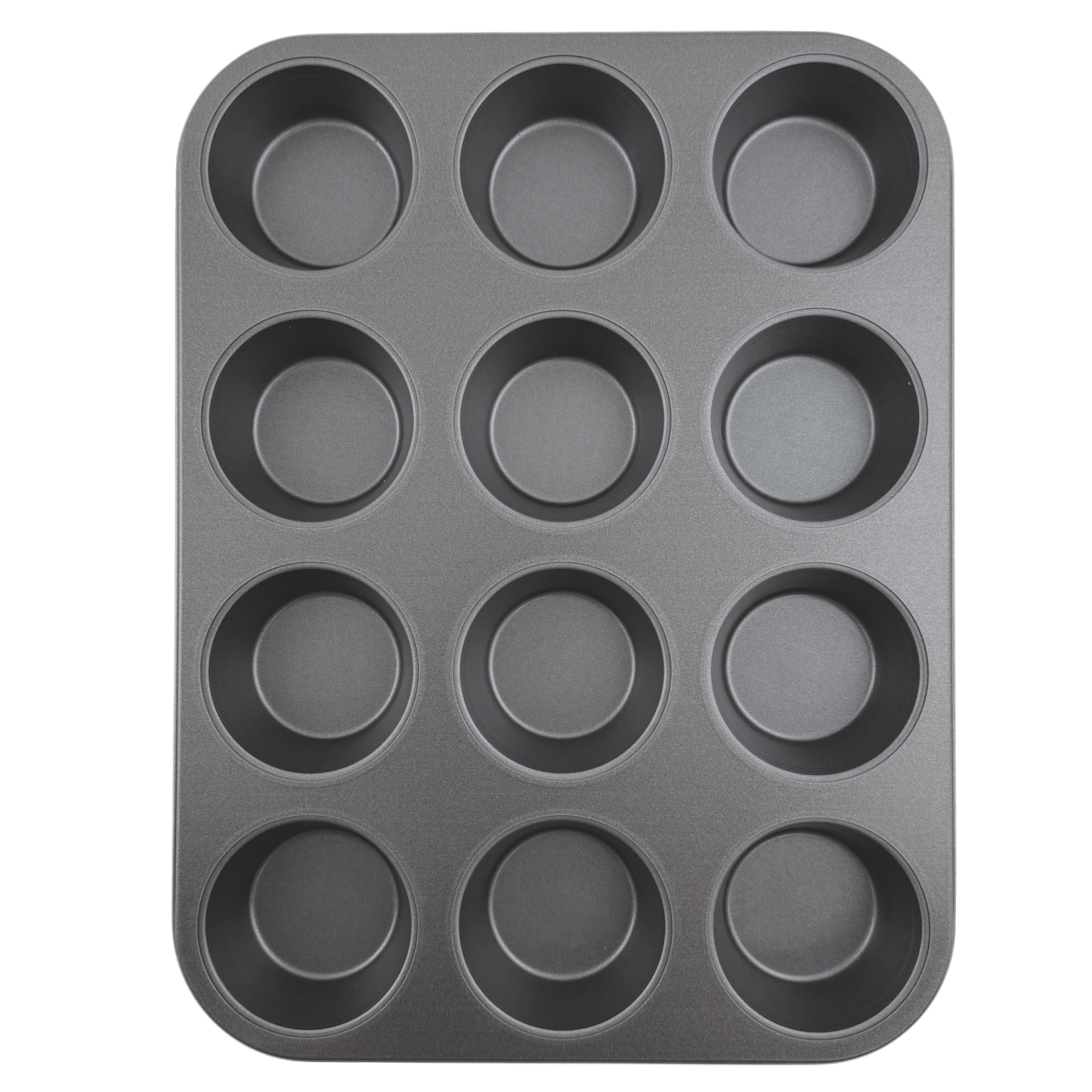 12-Cup Nonstick Muffin Pan, Cupcake Pan, 2.9" Diameter Cup, Gray, 1 Count