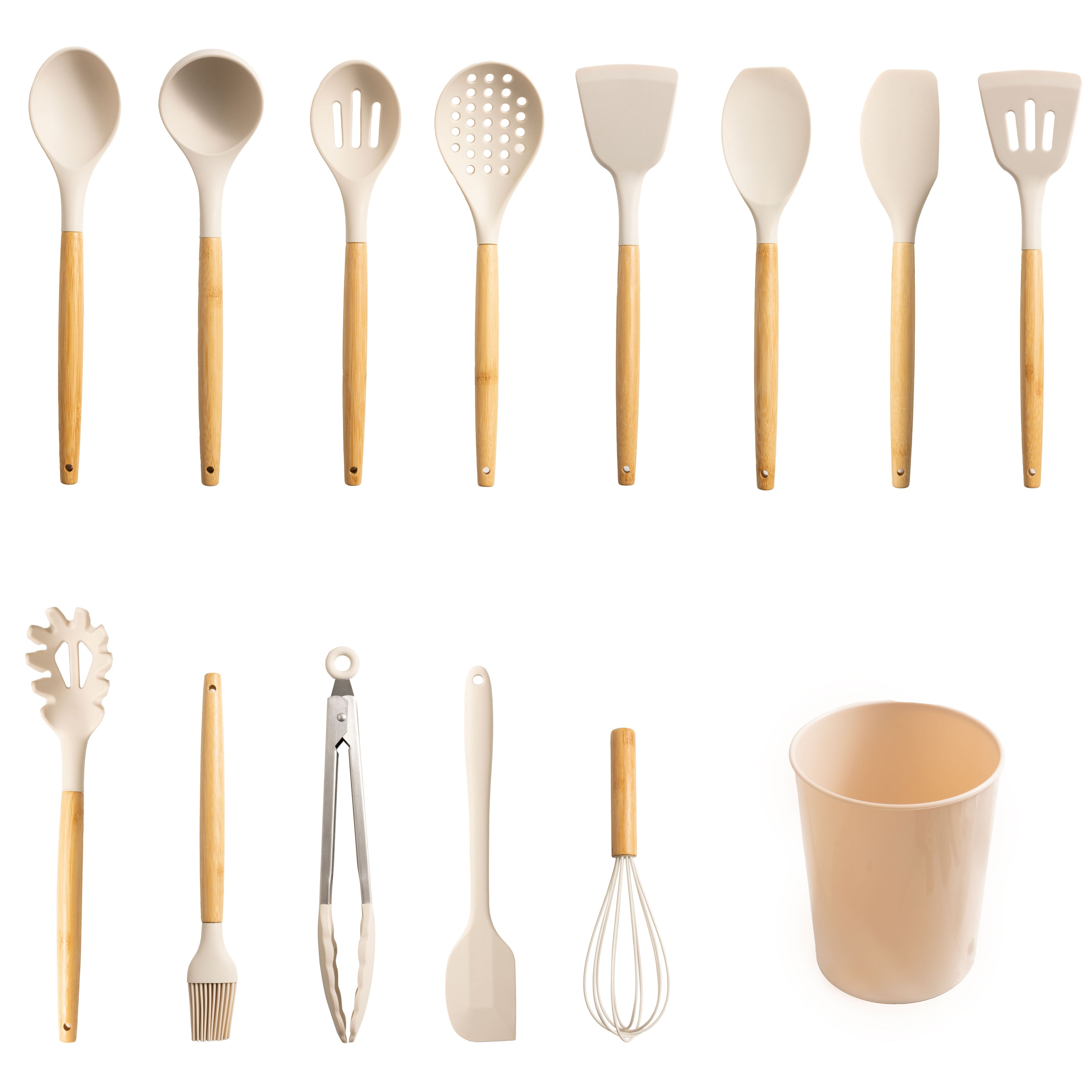 Silicone & Bamboo Cooking Utensil Set, 14 Pieces