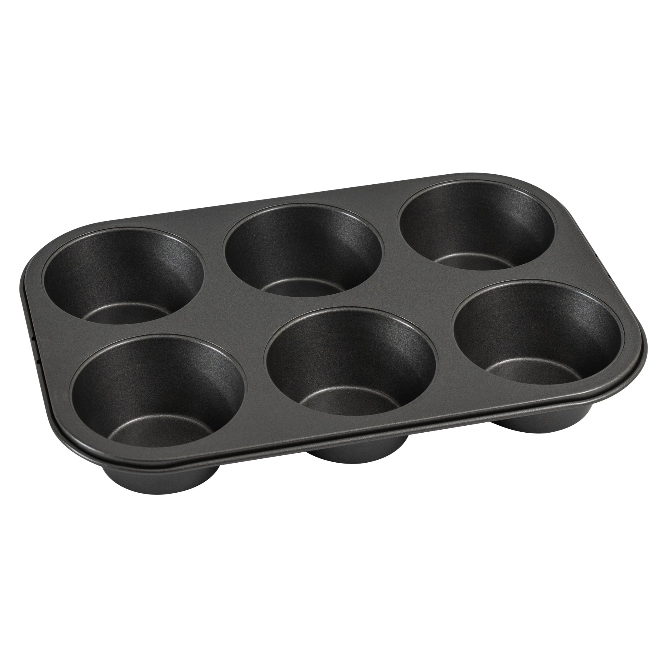 6 Cup Jumbo Muffin Pan, Non-Stick Bakeware,3.4 inch Diameter Cups,Gray,Carbon Steel
