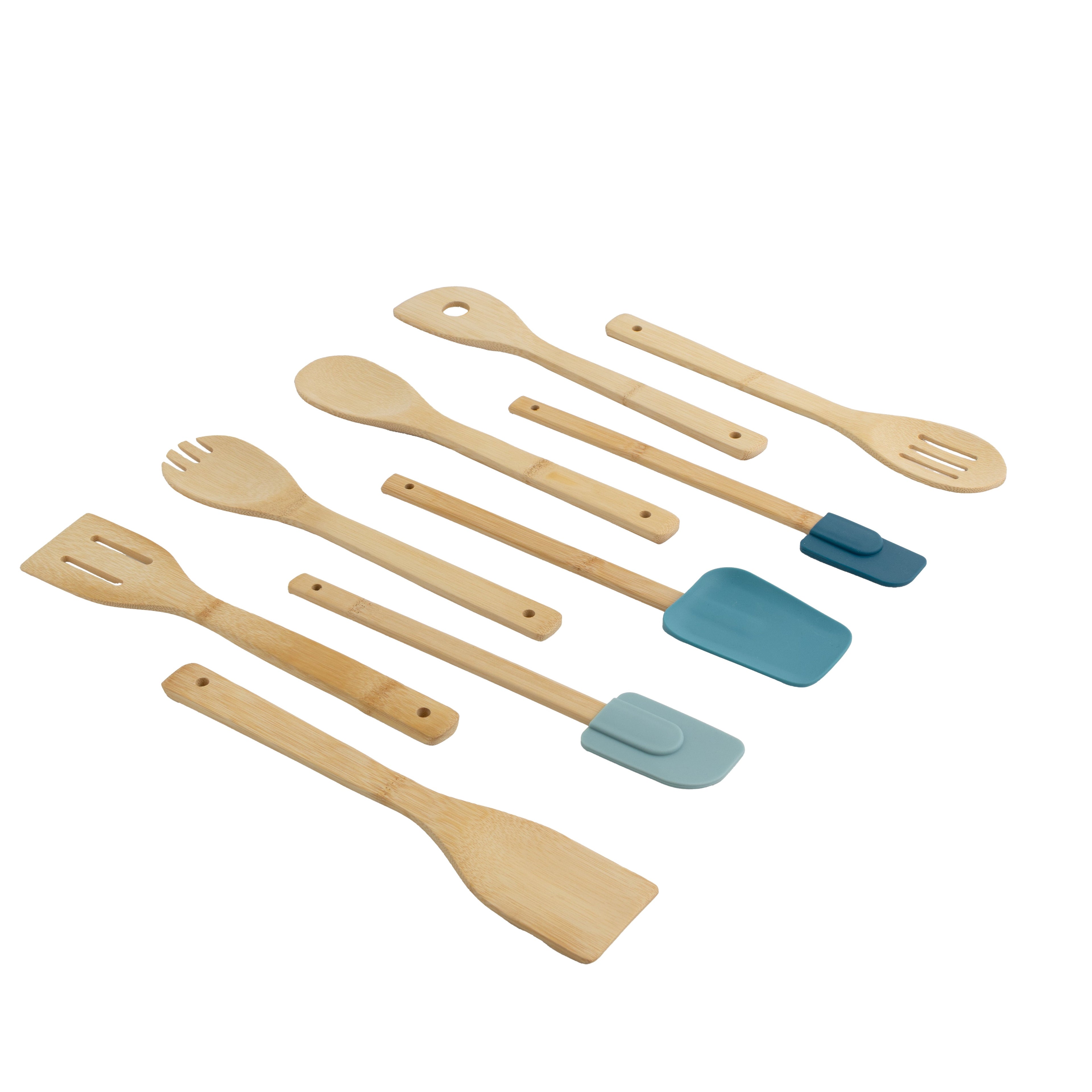 9-Piece Bamboo Gadgets Kitchen and Cooking Utensil Sets, Blue