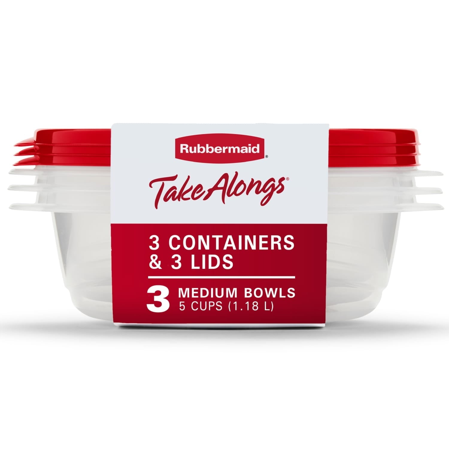 5.0-Cup Round Food Storage Containers, Ruby Red, 3 pack