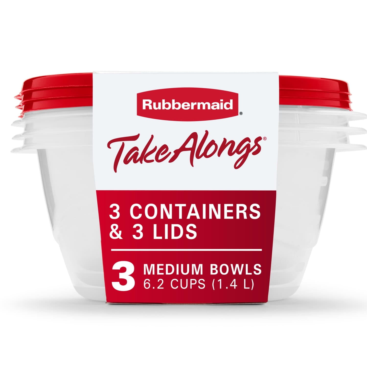 6.2-cup Round Food Storage Containers, Ruby Red, 3 pack