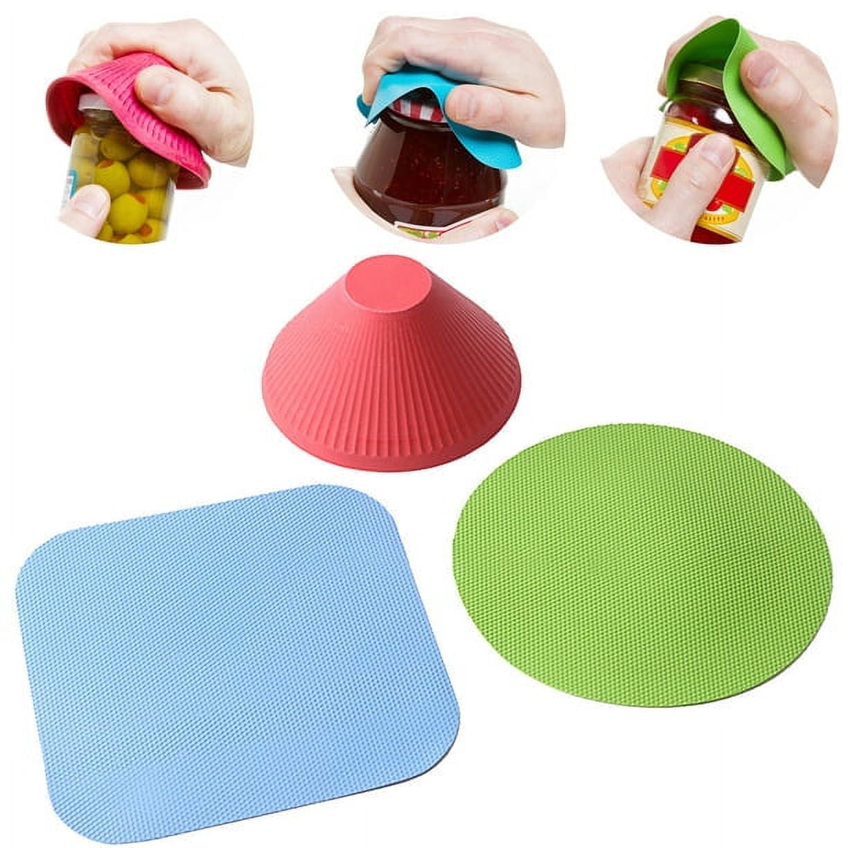 3 Pcs of Jar Openers, Non Slip Jar Gripper, Multi-Purpose Reusable Rubber Gripper Jar Opener, Apply for Senio...