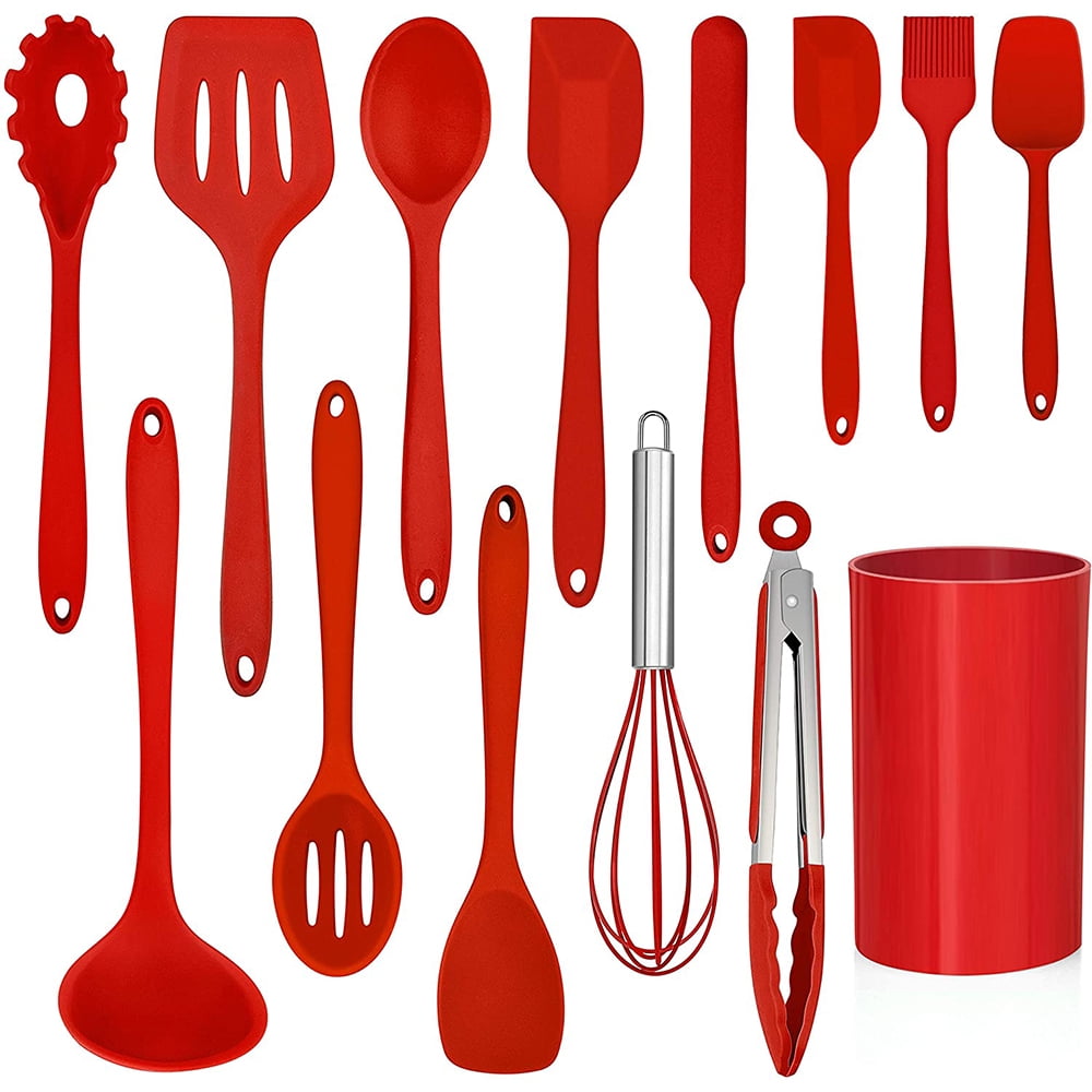 14 Pcs Cooking Utensils Set with Holder, Heat Resistant Silicone Kitchen Cookware Utensils Set, Kitchen Cooking Tools...
