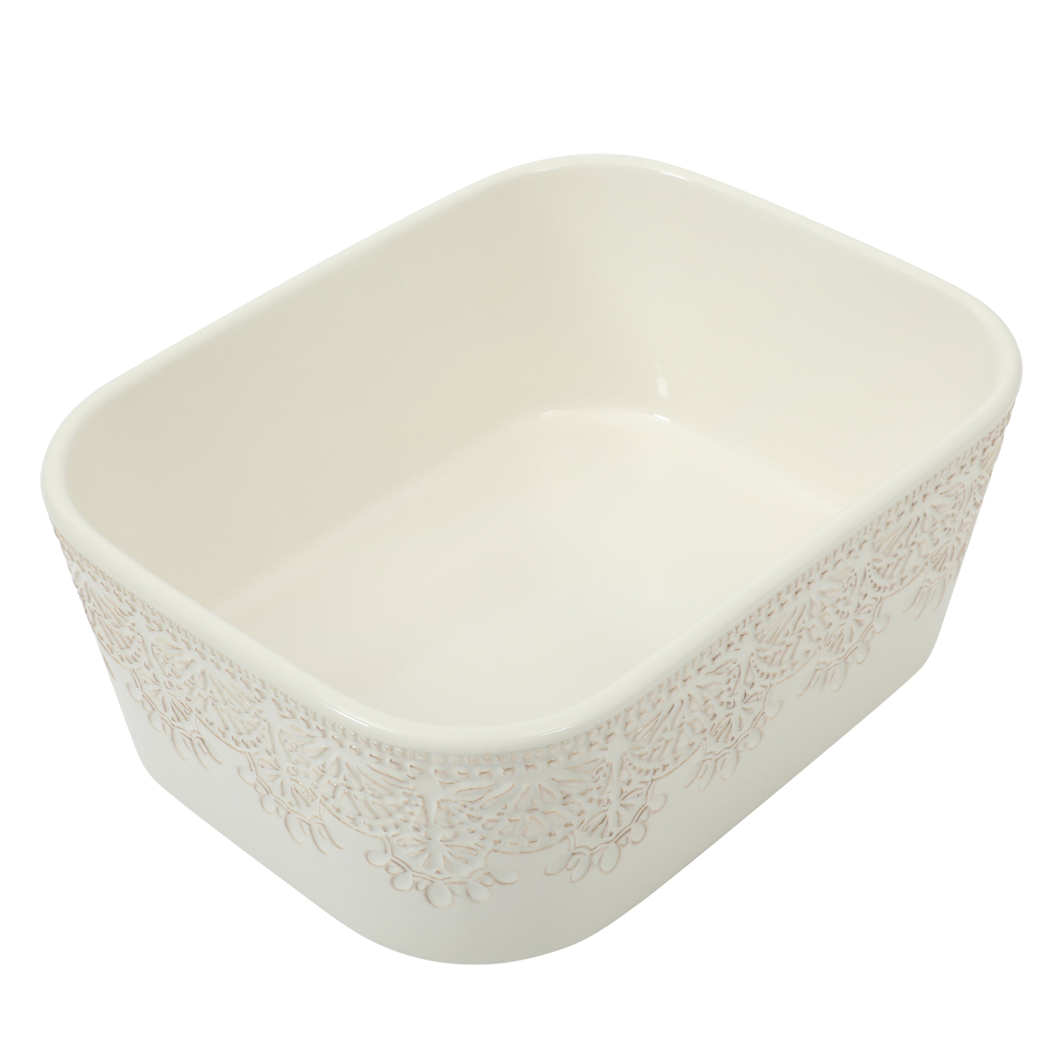 Vintage Lace 6-Piece Nesting Casserole Baking Dish Bakeware Set with Lids, Linen