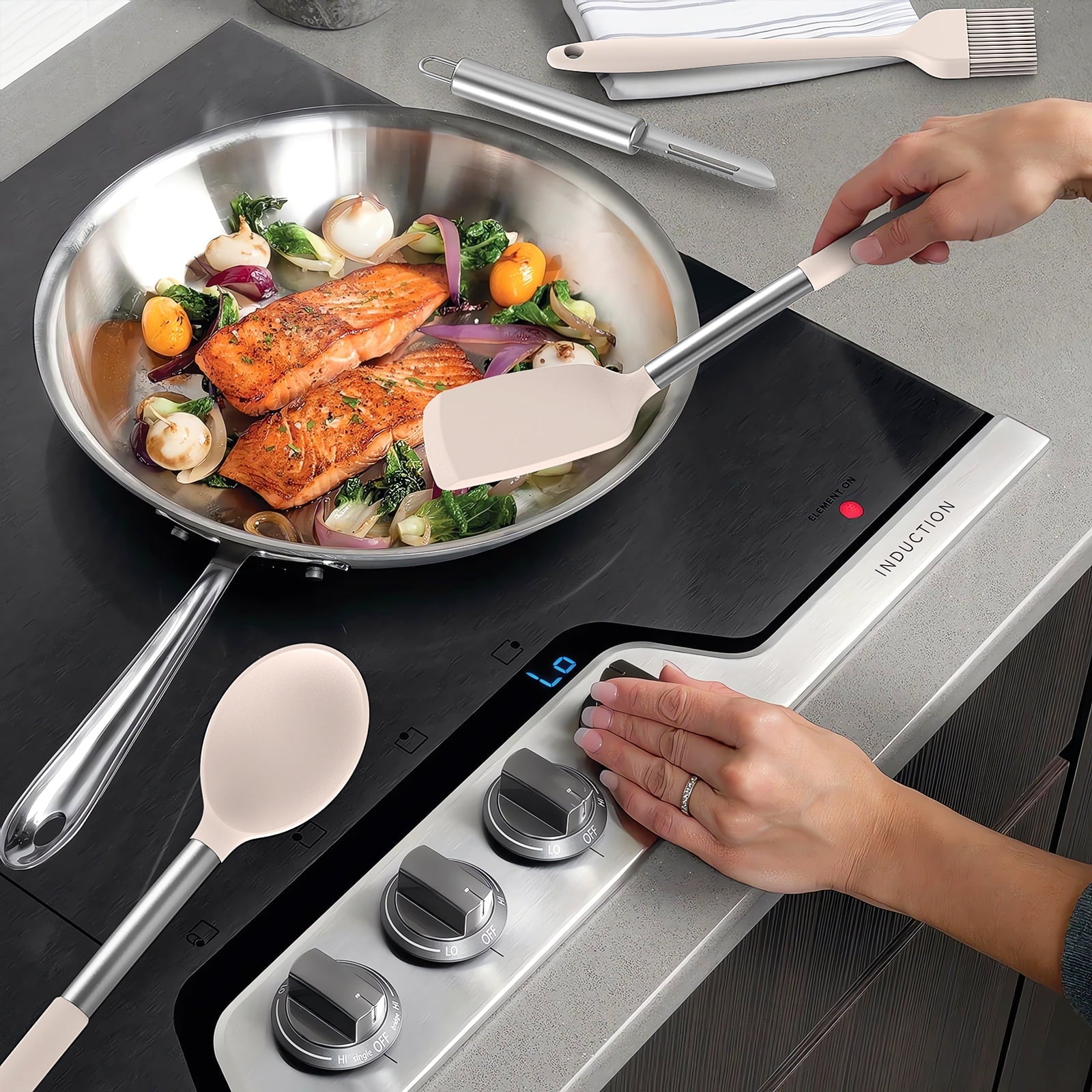 Silicone Cooking Utensils Set - Heat Resistant Silicone Kitchen Utensils for Cooking, Kitchen Utensil Spatula Set,BPA...