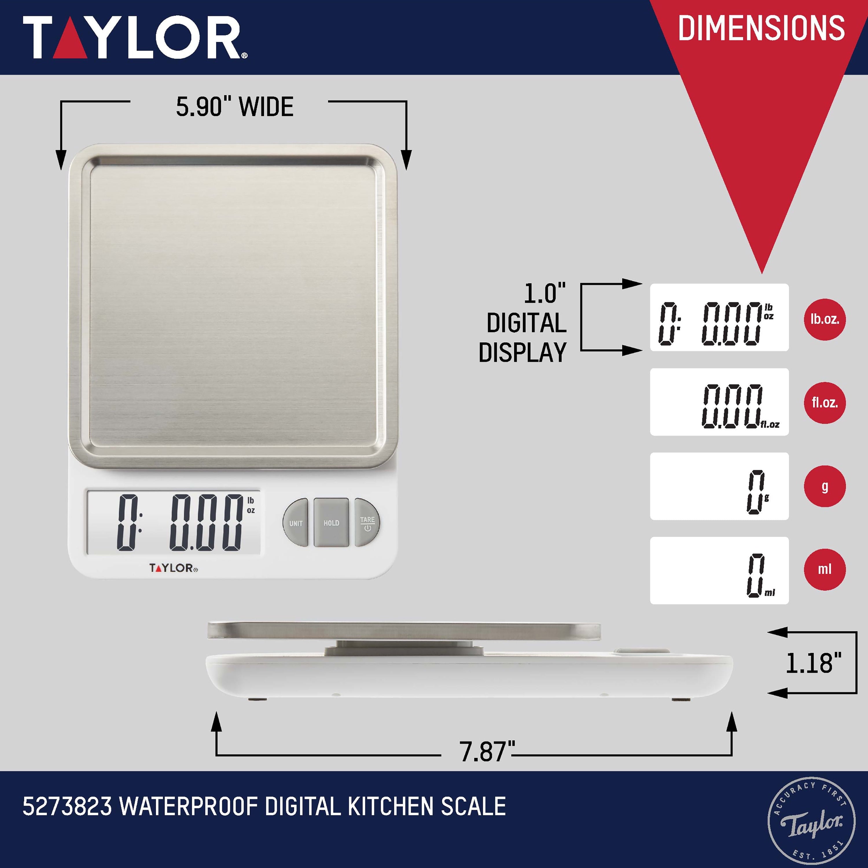 11lb Digital Kitchen Scale and Food Scale with Removable Stainless Steel Tray Cooking, Baking, Meal Prepping W...