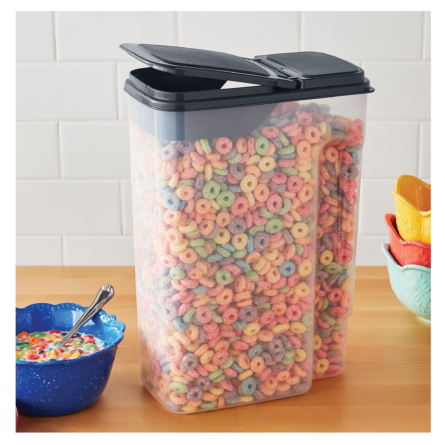 Plastic Cereal Dispenser with Lid, 32 Cup Airtight Cereal Storage Container for Pantry Organization and Dry Foo...