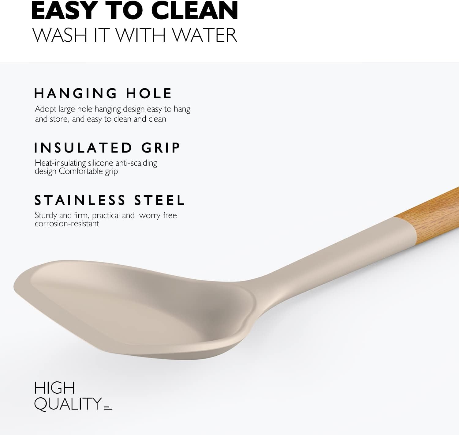 Large Silicone Cooking Utensils - Heat Resistant Kitchen Utensil Set with Wooden Handles, Spatula,Turner, Slotted Spo...