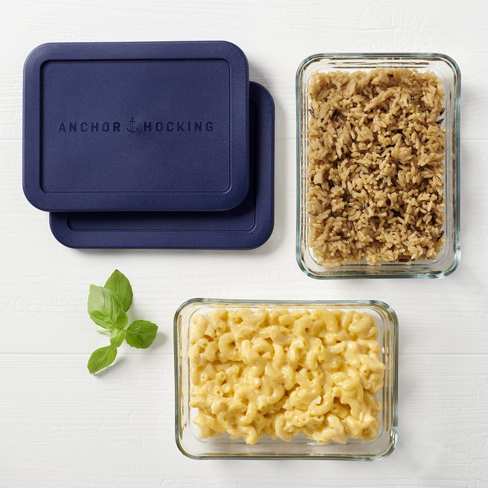 Glass Food Storage Containers with Lids, 3 Cup Rectangular, Set of 2