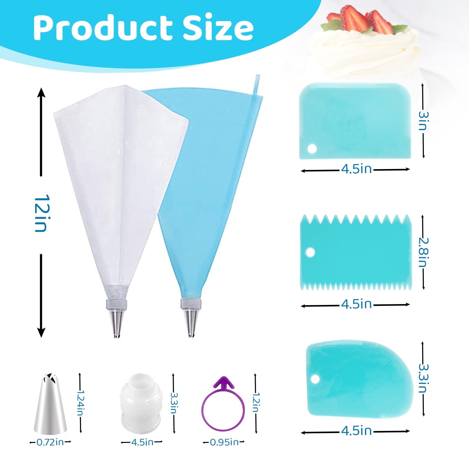 176 Pcs Piping Bags and Tips Set, Disposable Cake Decorating Bags Set with Reusable Tips, Decorating Frosting Bags fo...