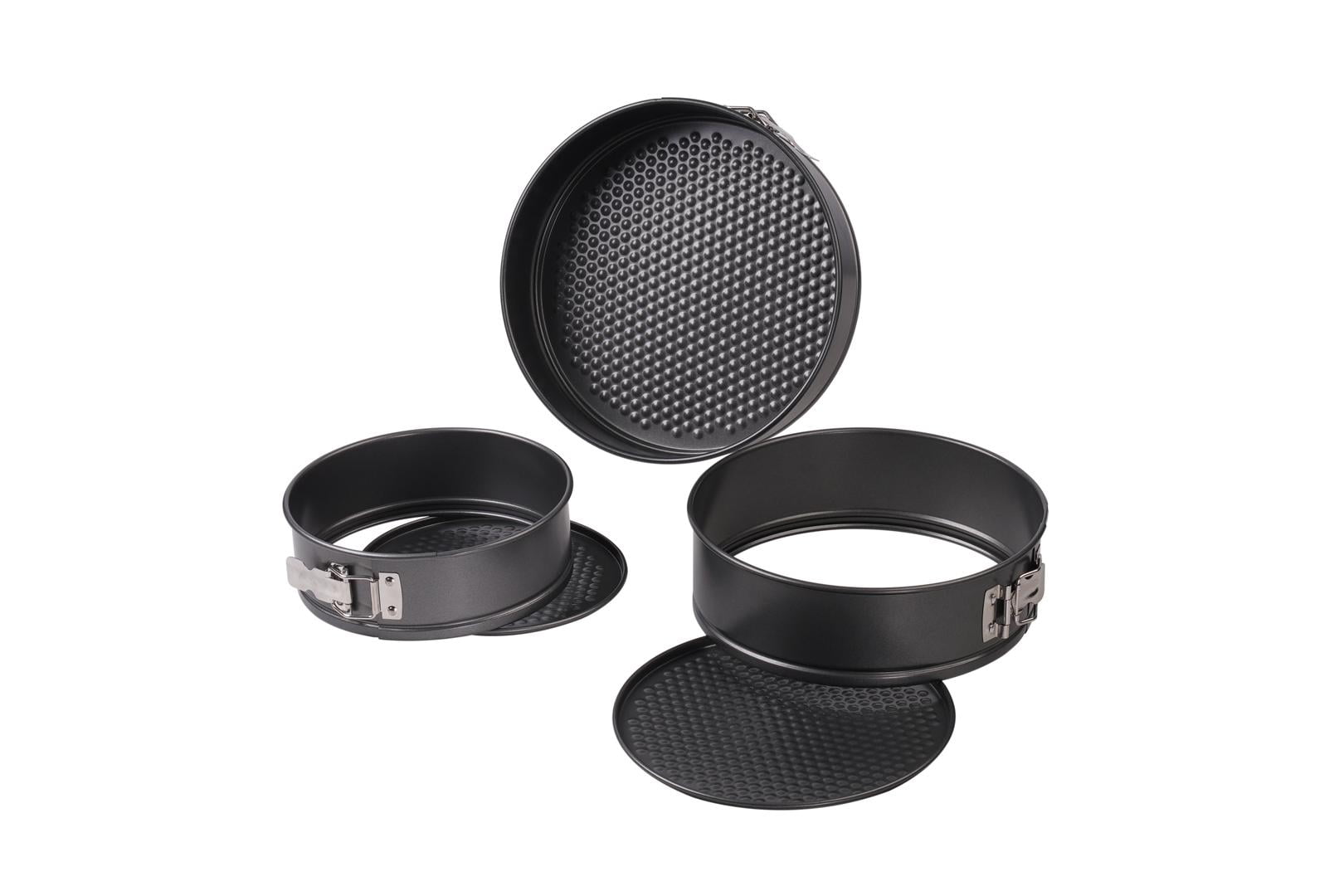 8", 9", 10" Round Nonstick Carbon Steel Springform Cake Pans, Gray, Set of 3