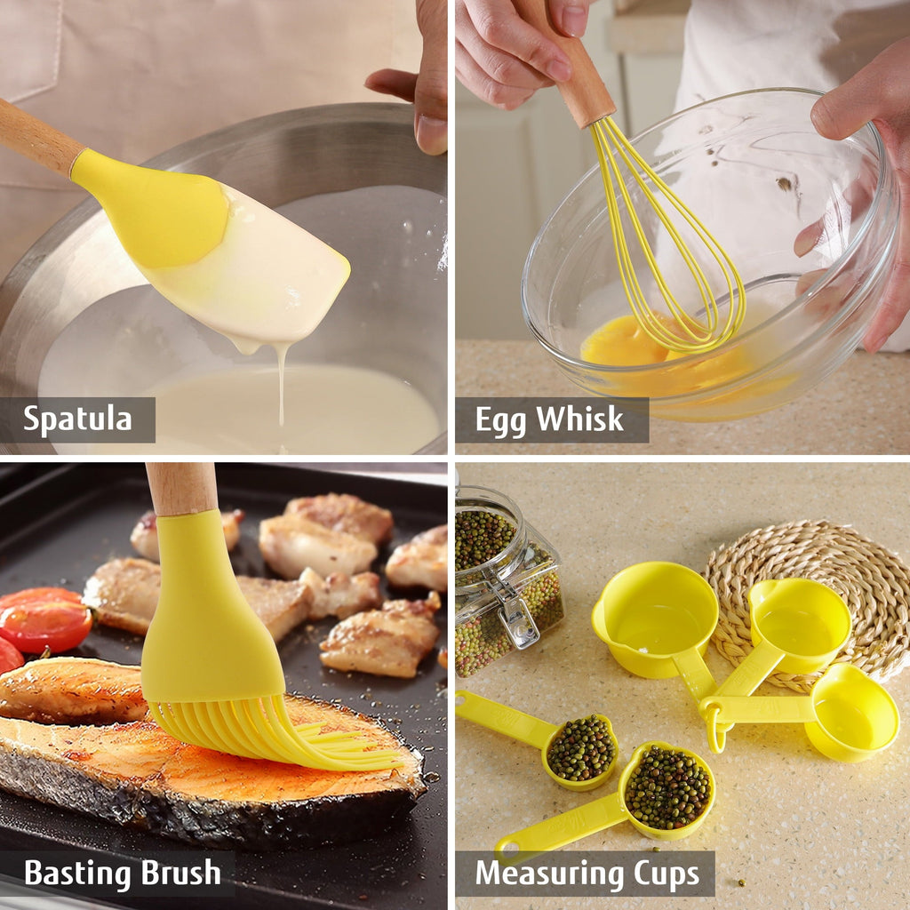 32 PCS Silicone Cooking Utensils Set, 446°F Heat Resistant Turner Tongs,Spatula,Spoon,Brush,Whisk