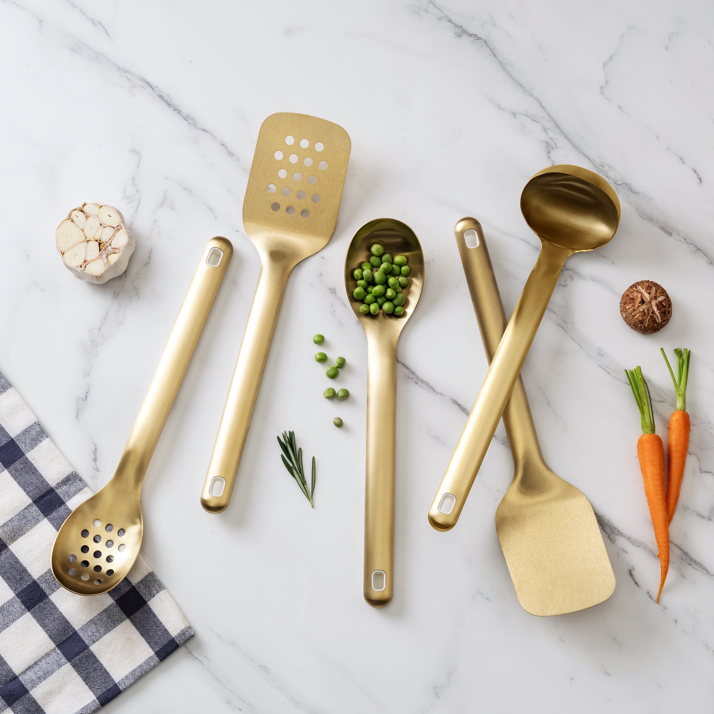 5-Piece Stainless Steel Utensil Set Gold, Durable & Stylish Kitchen Tools