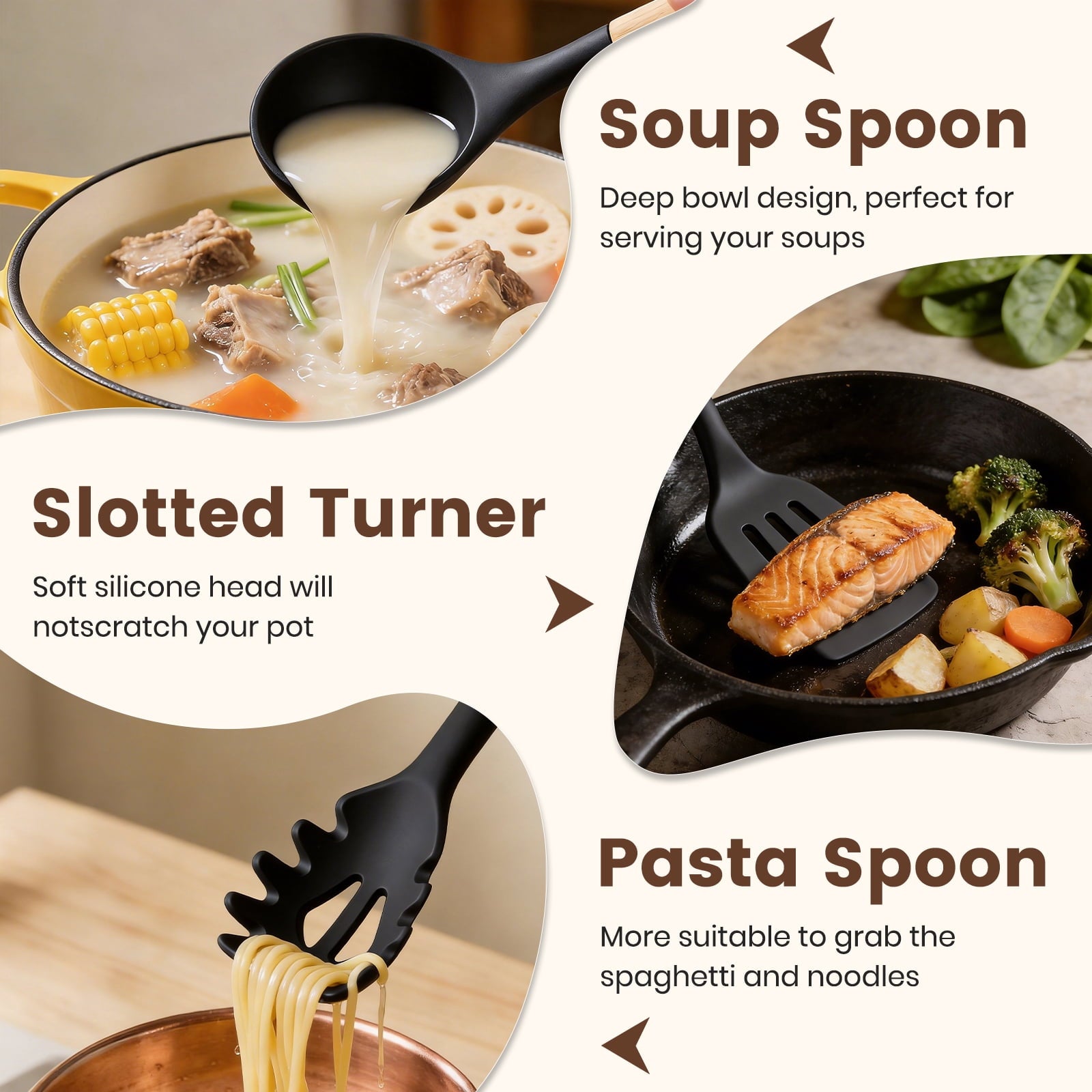 Silicone Cooking Utensils Set with Holder, 44 PCS Kitchen Utensils Set, Silicone Kitchen Gadgets Spatulas Set for Non...